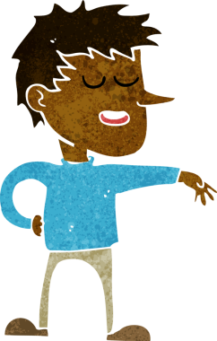 Çizgi filmci, bir insan tarafından çizilmiş saygısız bir jest yapıyor.