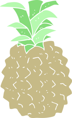 Bir insan tarafından çizilmiş ananasın düz renk çizimi