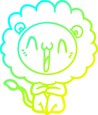 Bir insan tarafından çizilmiş mutlu çizgi film aslanı çizimi.