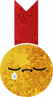 Bir insan tarafından çizilmiş altın madalyanın retro çizim tarzı karikatürü.