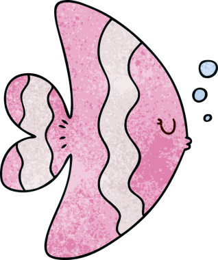 Bir insan tarafından çizilmiş garip bir karikatür balığı.