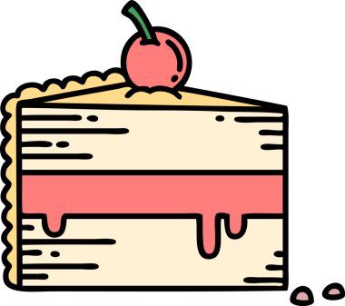 Bir insan tarafından çizilmiş geleneksel bir pasta dilimi dövmesi.