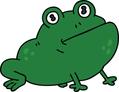 Bir insan tarafından çizilmiş garip bir karikatür kurbağası