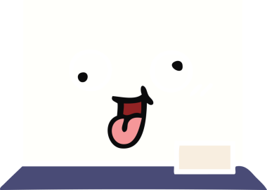 Bir insan tarafından çizilmiş beyaz bir panonun düz renkli retro karikatürü