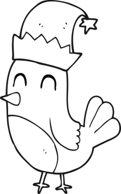 Bir insan tarafından çizilmiş siyah beyaz çizgi film noel ardılı.