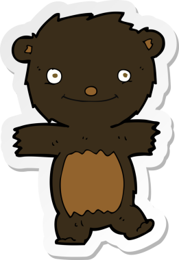 Bir insan tarafından çizilmiş siyah ayı yavrusunun çıkartması.