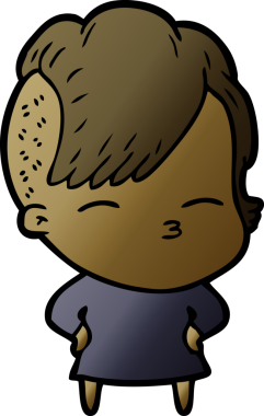 Bir insan tarafından çizilmiş şaşı çizgi film kızı.