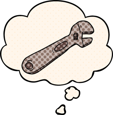 Bir insan tarafından çizilmiş çizgi roman tarzında düşünce baloncuğu olan çizgi film anahtarı