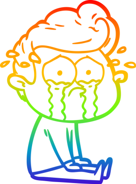 Bir insan tarafından çizilmiş ağlayan bir adamın çizdiği gökkuşağı gradyan çizgisi.