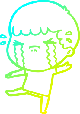 Bir insan tarafından çizilmiş ağlayan bir çizgi film karakteri çizimi.