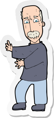 Bir insan tarafından çizilmiş kızgın yaşlı bir adamın çıkartması.