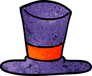 Bir insan tarafından çizilmiş karikatür silindir şapka.