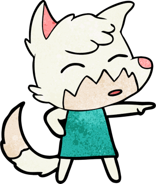 Bir insan tarafından çizilmiş, elbise giymiş bir tilki.