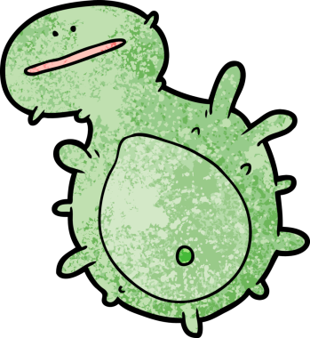 Bir insan tarafından çizilmiş karikatür mikrobu.