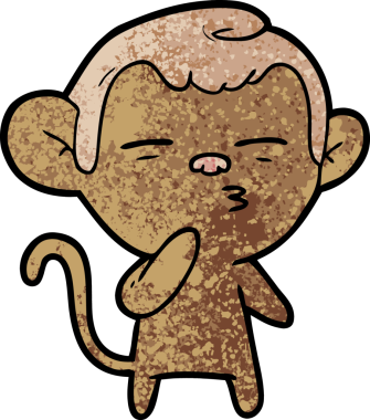 bir insan tarafından çizilmiş şüpheli maymun çizgi filmi