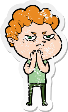 Bir insan tarafından çizilmiş kızgın bir adamın sıkıntılı çıkartması.