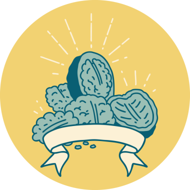 Bir insan tarafından çizilmiş dövmeli ceviz ikonu