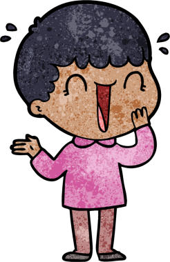 Bir insan tarafından çizilmiş gülen karikatür adam.