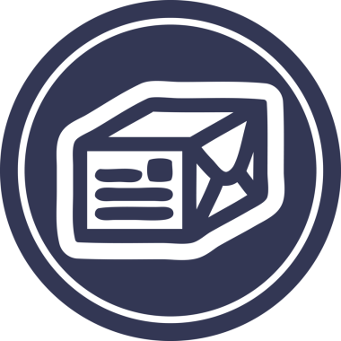 bir insan tarafından çizilmiş paket dairesel simgesi