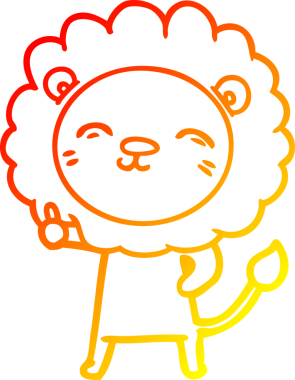 Bir insan tarafından çizilmiş karikatür aslanının sıcak çizgi çizimi