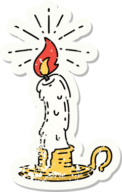 Bir insan tarafından çizilmiş eski bir dövme stili ürkünç erime mumu.