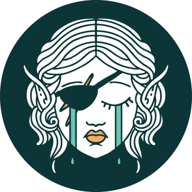 Bir insan tarafından çizilmiş ağlayan elf karakteri simgesi