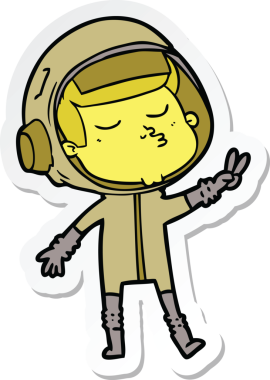 Bir insan tarafından çizilmiş kendine güvenen bir astronotun çıkartması.