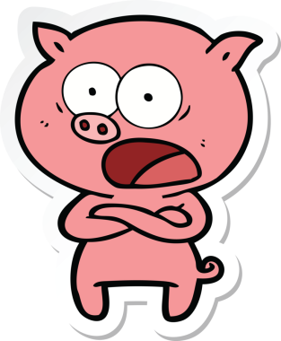 Bir insan tarafından çizilmiş domuz çizgi filmi etiketi.