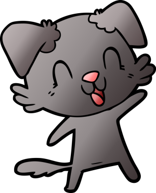 Bir insan tarafından çizilmiş gülen çizgi film köpeği.