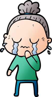 Bir insan tarafından çizilmiş ağlayan yaşlı bir kadın.