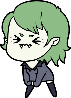 Bir insan tarafından çizilmiş kızgın vampir kız.