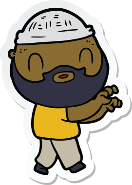 Bir insan tarafından çizilmiş sakallı bir adamın çıkartması.