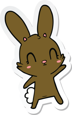 Bir insan tarafından çizilmiş şirin bir tavşanın çıkartması.