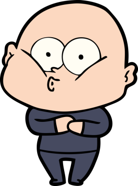 Bir insan tarafından çizilmiş kel bir adam.