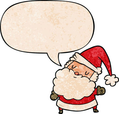 bir insan tarafından çizilmiş eski moda konuşma baloncuklu çizgi film Noel Baba 'sı