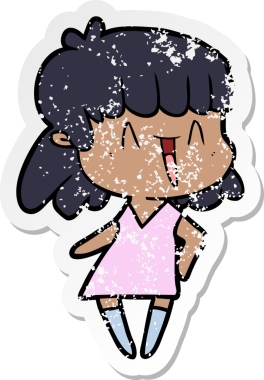 Bir insan tarafından çizilmiş karikatür bir kadının sıkıntılı çıkartması.