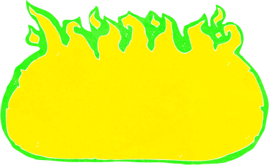 Çizgi film yeşil ateş sınırı bir insan tarafından çizildi