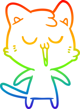 gökkuşağı gradyan çizgi çizimi bir insan tarafından çizilmiş bir çizgi film kedisi