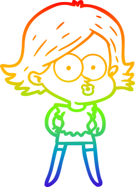 Gökkuşağı gradyan çizimi Bir insan tarafından çizilen çizgi film kızı