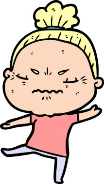 Çizgi film bir insan tarafından çizilmiş yaşlı bir kadın tarafından rahatsız edildi.