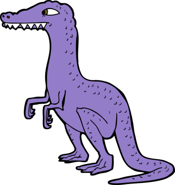 Bir insan tarafından çizilmiş karikatür dinozor.