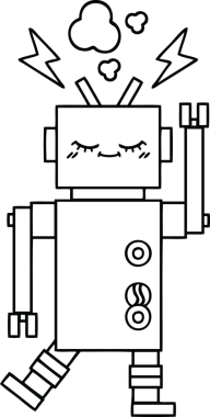 Bir insan tarafından çizilmiş dans eden bir robot çizimi