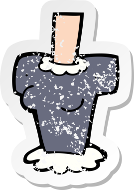 Bir insan tarafından çizilmiş bir karikatür kadın vücudunun gerilimli etiketi.