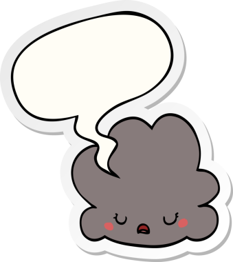 Bir insan tarafından çizilmiş balon çıkartmalı çizgi film bulutu.