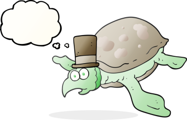 Bir insan tarafından çizilmiş serbest çizim balon karikatür kaplumbağası.