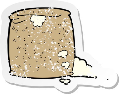 Bir insan tarafından çizilmiş bir çizgi filmin gerilimli etiketi.