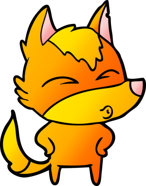 Bir insan tarafından çizilmiş tilki çizgi film karakteri