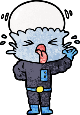 Bir insan tarafından çizilmiş iğrenç bir çizgi film uzaylısı.