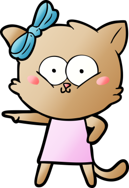 Bir insan tarafından çizilmiş çizgi film kedisi.