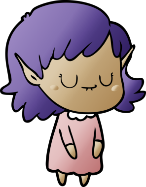 Bir insan tarafından çizilmiş mutlu elf kızı.